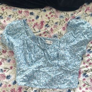 Hollister Light Blue Floral Blouse